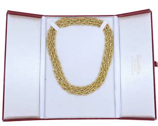  Vintage 18k Yellow Gold Multi Strand Woven Statement Choker- 133.59 Grams