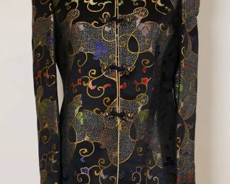 Vintage Black Chinese Silk Brocade Tangzhuang Jacket- Show Stopper!!!