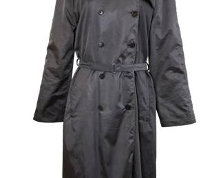 Vintage Toni Gard Black Nylon Double-Breasted Trench Coat