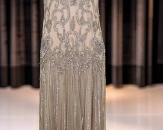 Vintage-Style Embellished Blush Evening Gown