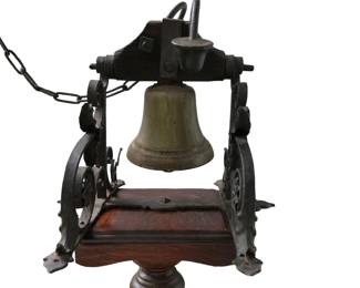 RARE 19th Century Black Wrought Iron Front Door Brass Bell