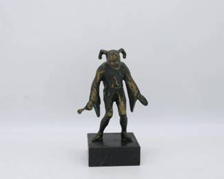 Court Jester Bronze On Stone Base
