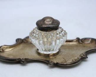 STERLING AND CRYSTAL WITH STERLING TRAY