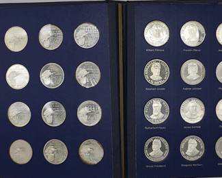 36 -1968 Franklin Mint Presidential Commemorative Sterling Silver Coin Collection