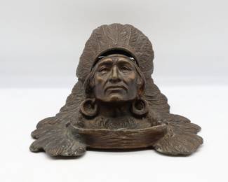 Native American Bronze Inkwell