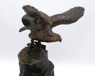 Vintage Statue Depicting An Eagle With Open Wings