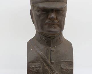 General Pershing Bust Cast Iron Bank