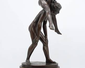 Gotthilf Jaeger (1871-1933) "nude Gymnastics ,bronze 1920's