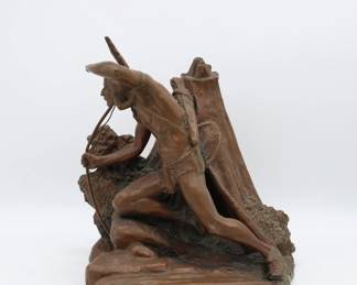 Vintage Weidlich Native American Indian Scout Bronze Sculpture