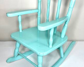 Blue Vintage Child’s Wooden Rocker 