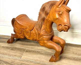 Vintage Hand Carved Wood Carousel Horse 
