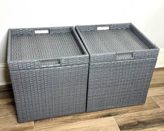 Set of 2 Outdoor Patio Storage Side Tables with Removable Tray Top 