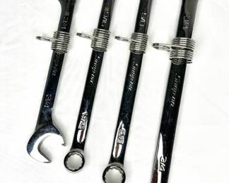Set of 4 Polished Chrome Snap-on Combination Wrenches 