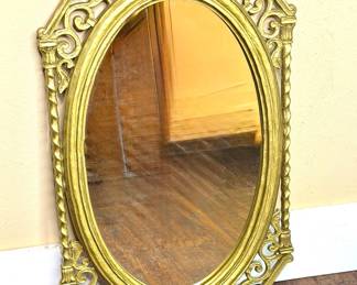 1960's Ornate Gold Frame Octagonal Wall Mirror 