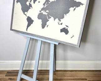 Wood Easel with World Travel Pinboard 