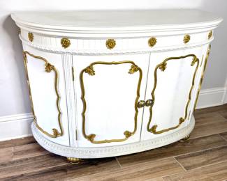 White with Gold Accents - Demilune Sideboard 