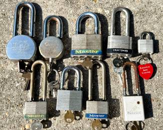 Lot of 9 Various Locks - Master, Craftsman, American Lock Company, and Others 