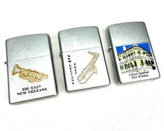 Set of 3 New Orleans Zippo Lighters 