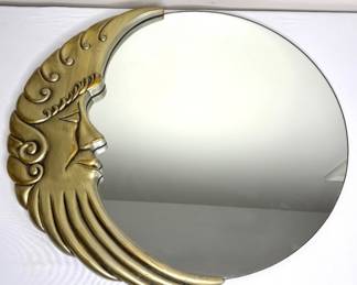 Vintage Half Moon Celestial Face Wall Mirror 