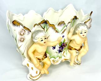 Vintage Ceramic Cherub Planter 