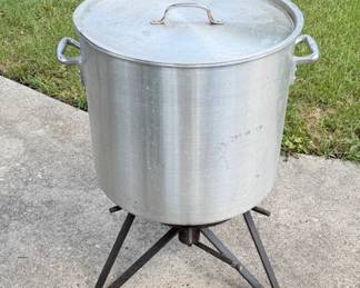 Large 40 Gallon Aluminum Stockpot with Basket, Lid, Burner 