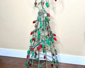 Vintage Wrought Iron Lighted Christmas Tree - Over 3.5 Feet Tall 