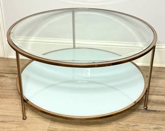 Round Beveled Glass Top Coffee Table with Bronze Finish 