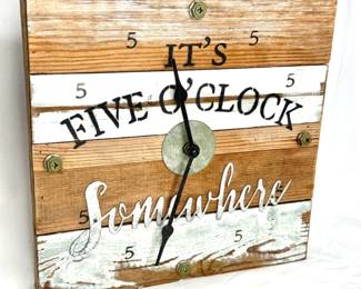 Jimmy Buffet “It’s Five O’Clock Somewhere” Wooden Wall Clock 