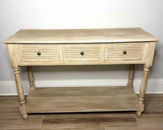 Distressed Beige Console Table with Three Drawers 