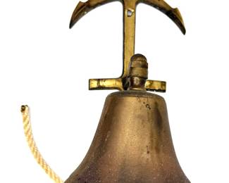 Vintage Brass Wall Mounted Anchor Bell 