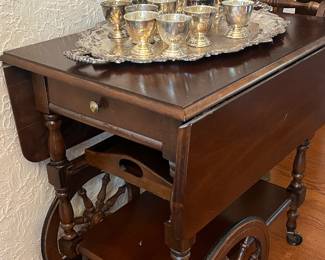 Vintage wood bar cart