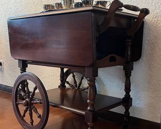 Vintage wood bar cart