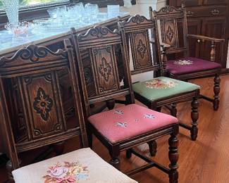 Antique carved wood dining chairs