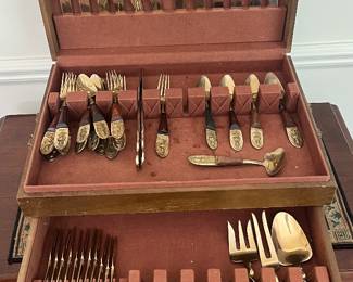 Siam bronze ware & polished brass; 41 pc set; produced in Thailand