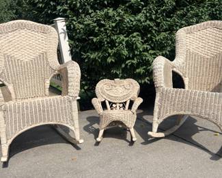 Cream wicker rockers