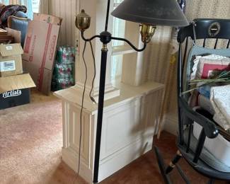370 vintageblackandbrassfloorlampwith