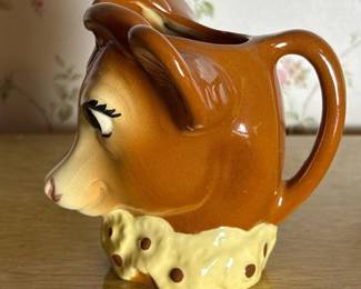 154 smallvintagedeerheadceramiccreamer