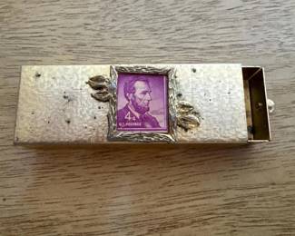 173 vintagebrassstampboxwithabrahamlin