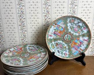 356 vintageporcelainchineserosemedallion