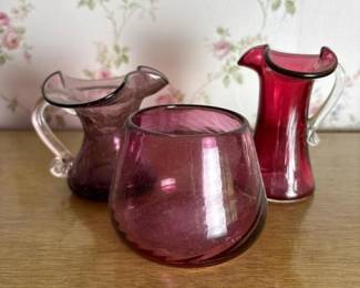 200 threehandblowncranberrystyleglassp