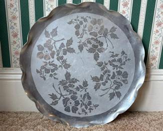 088 aluminumfloralpatternedservingtray
