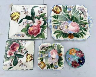 015 nineitalianfloralfaienceplatesandt