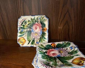 059 setoffouritalianfloralceramicplate