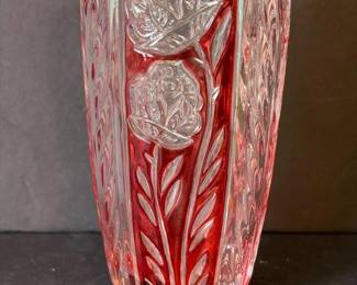 118 pressedglassvasewithrubyflashedflo