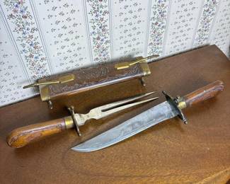 018 carvedwoodhandleknifeandforksetwi