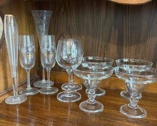 063 assortedetchedandclearstemwareglass