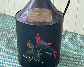 182 vintagetinoilcanwithfolkartbirda