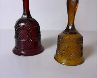 106 pressedglassbellsamberandrubystyle