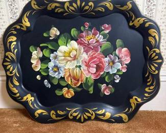 230 vintagehandpaintedtolewaretraywith
