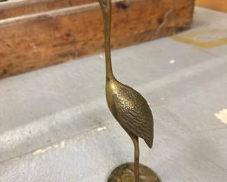 027 brasscranebirdfigurineinmidcentury